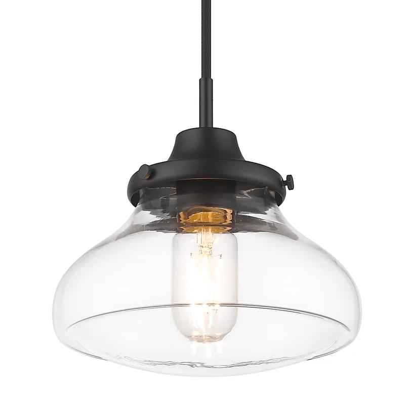 Nash Matte Black and Clear Glass 8" Transitional Pendant Light