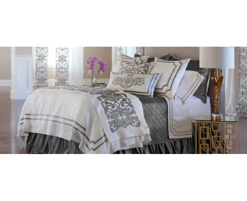 Lili Alessandra Mozart Appliqued Feather Linen Throw Pillow