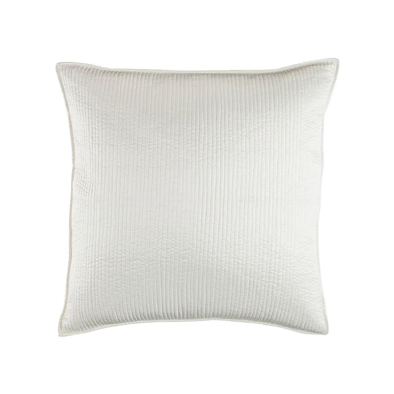 Ivory Ribbed Texture Square Euro Pillow with Feather Down