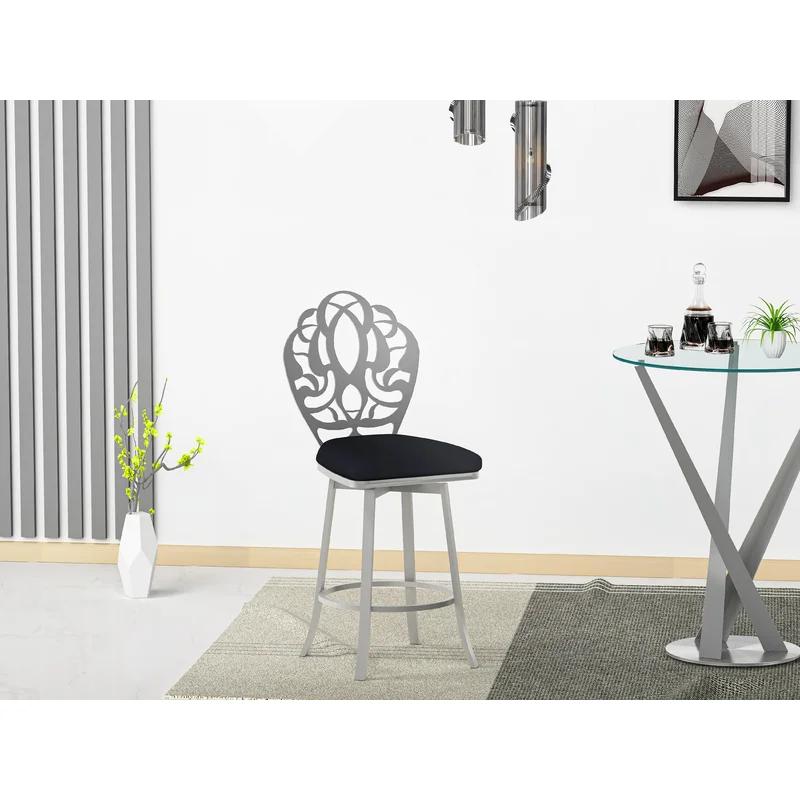 Elegant Laser Cut Memory Swivel Counter Stool in Satin Black