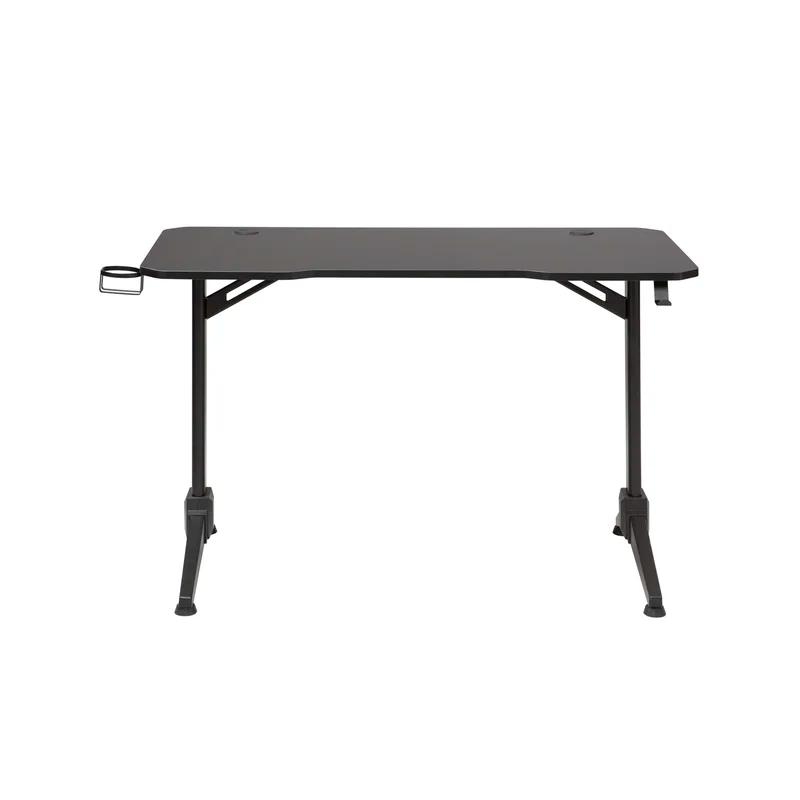 47.2" T-shaped Black Metal Gaming Desk with Cup Holder & Headphone Hook