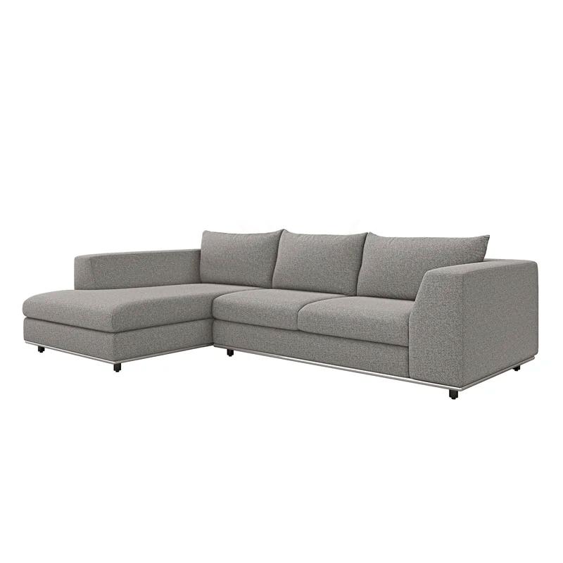 Comodo Feather Chenille 2-Piece Sectional with Polished Nickel Frame