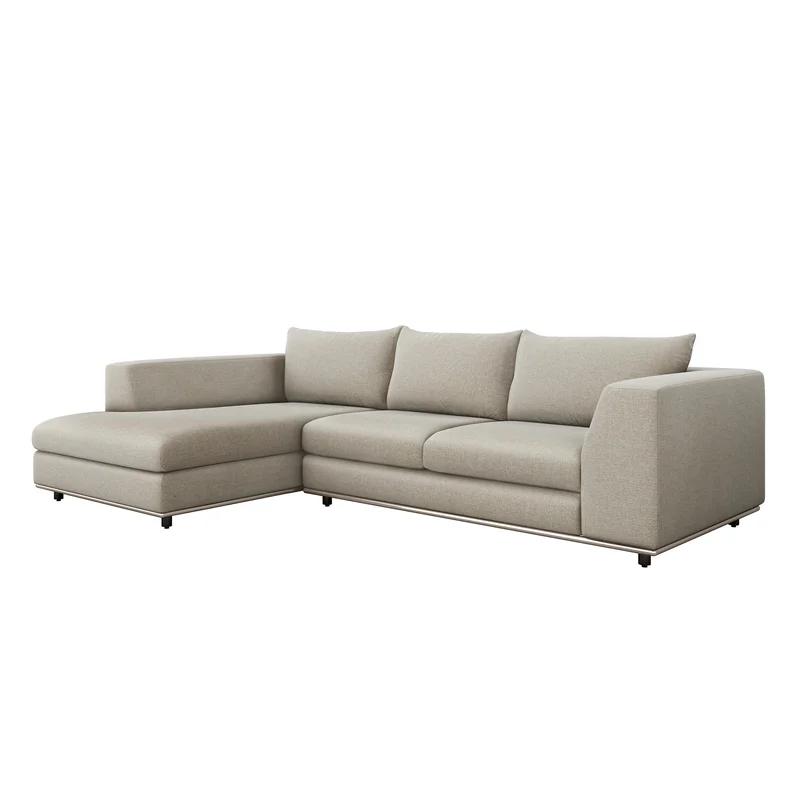 Comodo Feather Chenille 2-Piece Sectional with Polished Nickel Frame