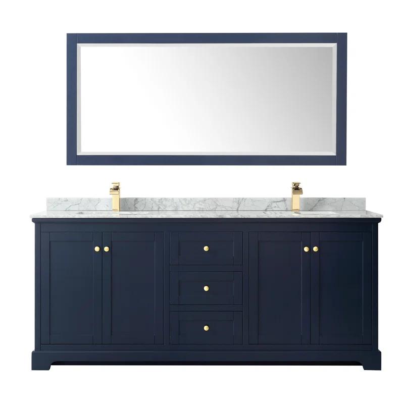 Wyndham Collection Avery 80'' Double Bathroom Vanity with Marble Top with Mirror