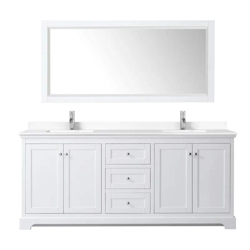 Avery 80" White Double Bathroom Vanity with Cultured Marble Top