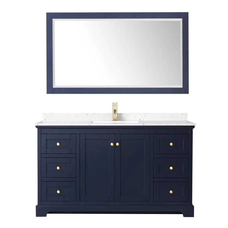 Wyndham Collection Avery 60'' Single Bathroom Vanity with Marble Top with Mirror