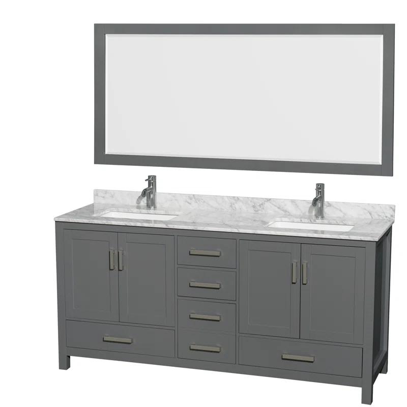 Wyndham Collection Sheffield 79" Freestanding Double Vanity Base Only