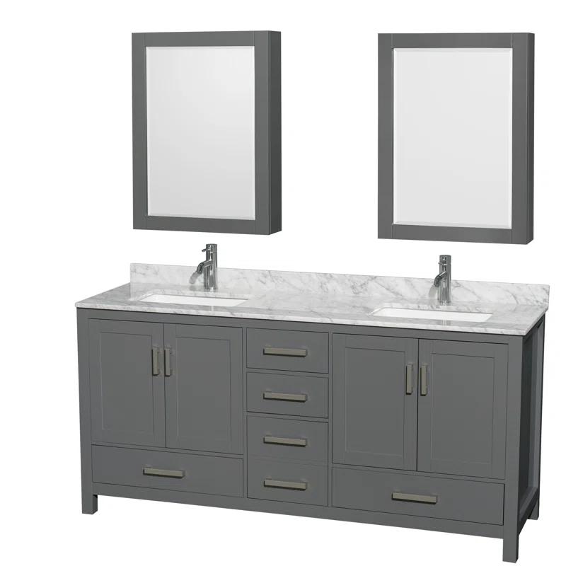 Wyndham Collection Sheffield 79" Freestanding Double Vanity Base Only