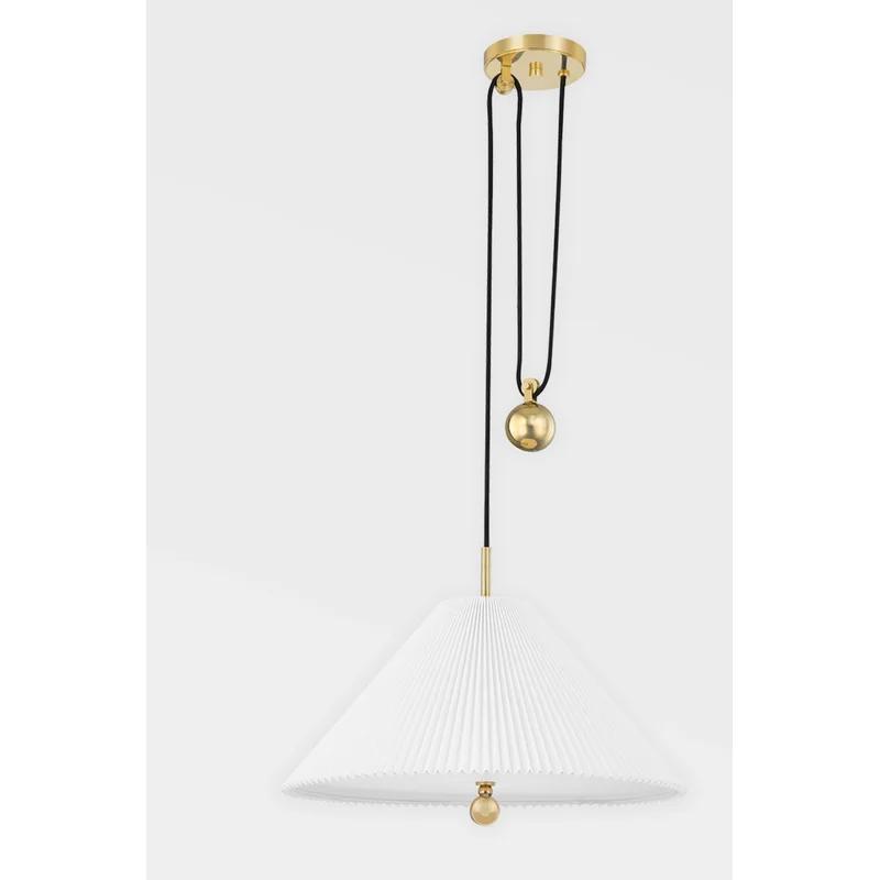Elyna Aged Brass and Opal Glass 1-Light Indoor/Outdoor Pendant