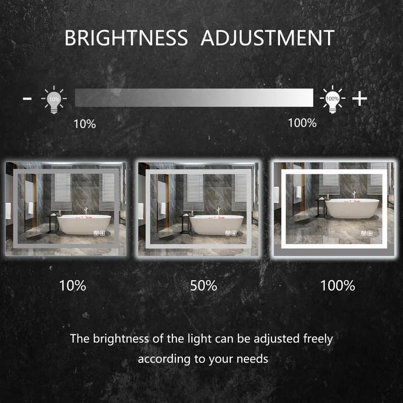 Modern Frameless LED Lighted Rectangular Bathroom Vanity Mirror