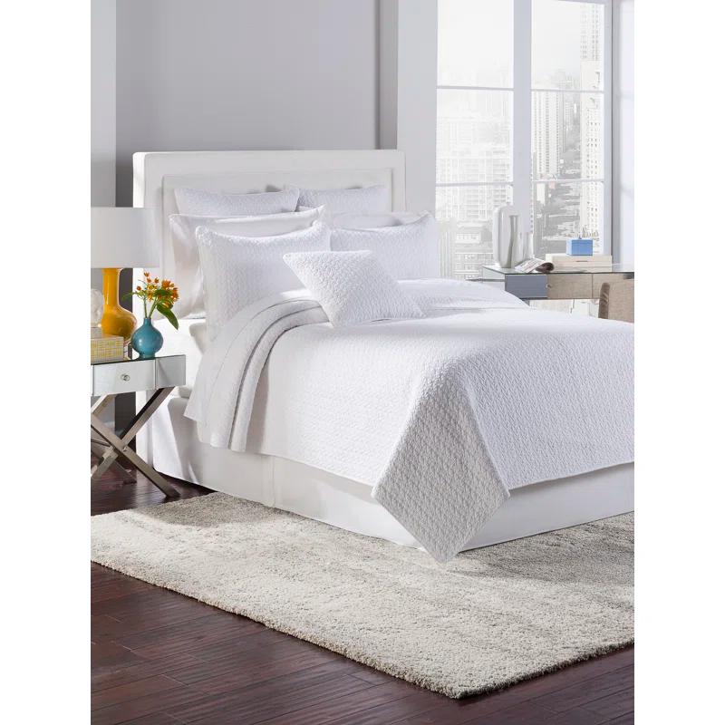 Estate Cozy Elegance Full/Queen White Cotton Reversible Quilt Set