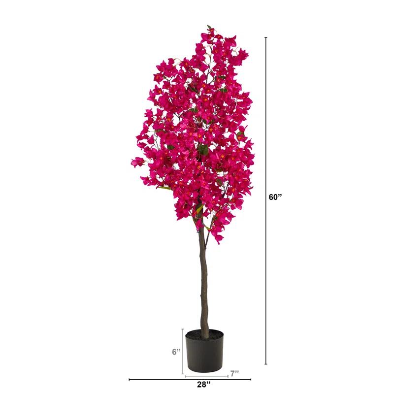 Vibrant Pink Bougainvillea 5ft Artificial Tree in Planter