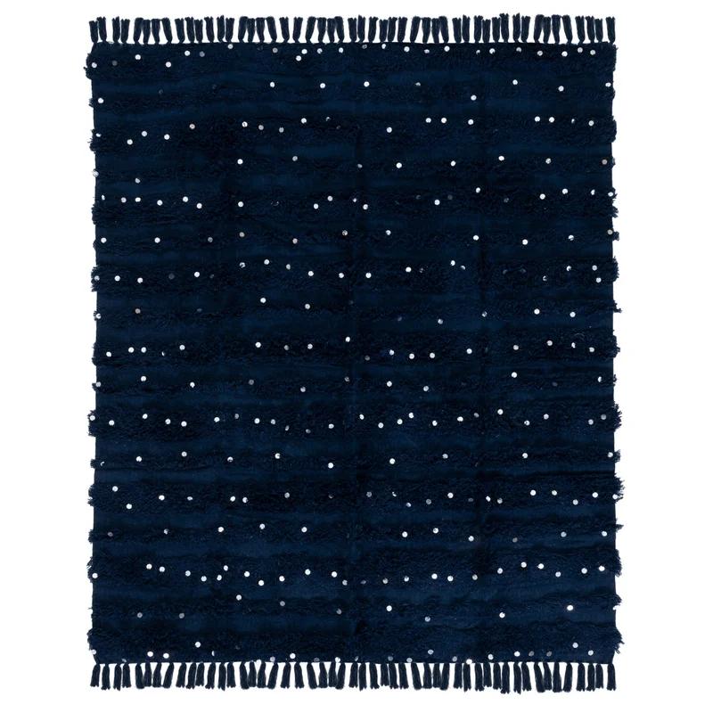 Norlen Luxe Navy Cotton Sequin Throw Blanket 24" x 15"