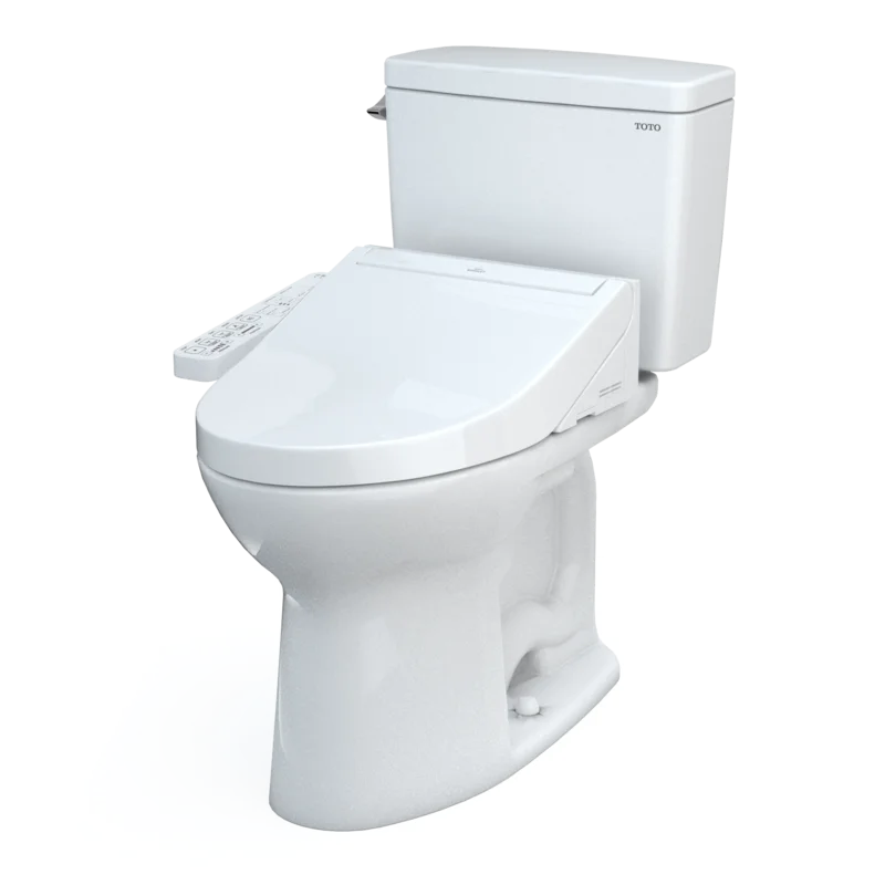 Modern Elongated Two-Piece Toilet with Tornado Flush and Heated Seat