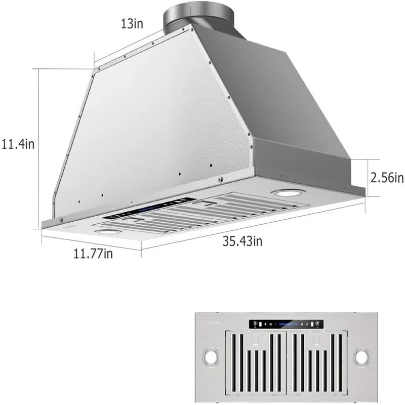 36'' VIKIO 900 Cubic Feet Per Minute Ducted Insert Range Hood with Baffle Filter and Light Included