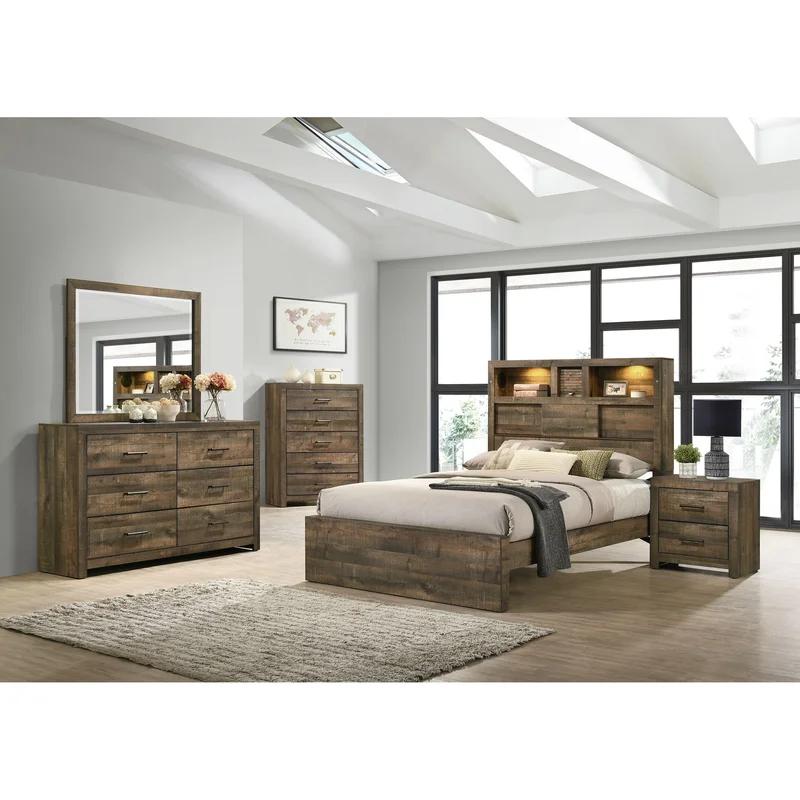 Beckett Transitional Queen Panel Bedroom Set with Bluetooth and Mood Lighting