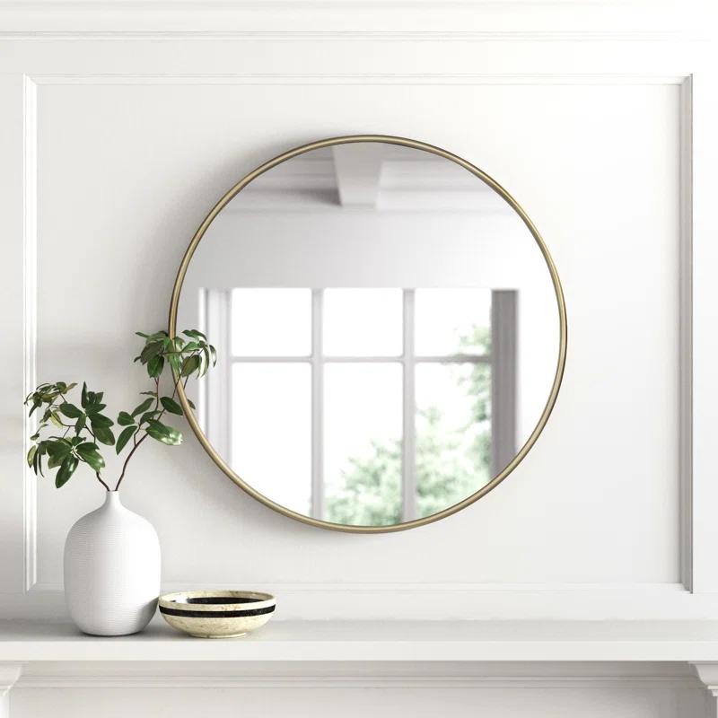 Elegant 30" Gold Round Wall Mirror with Slim Metal Frame