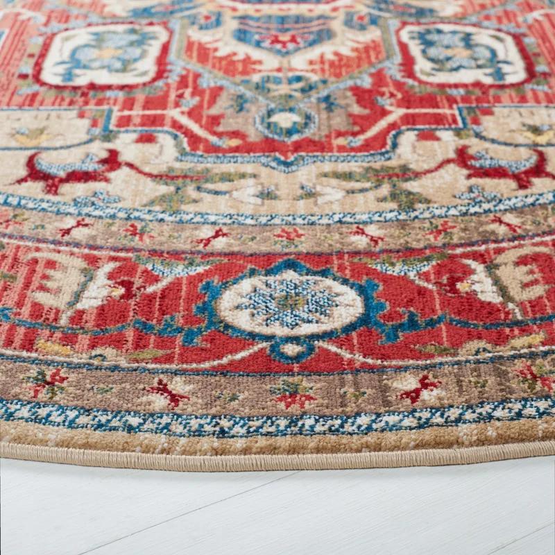 Quentin Hand-Knotted Easy Care Red and Beige Runner Rug