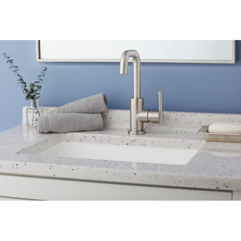 Sleek Modern Parma Single Hole Brushed Nickel Bathroom Faucet