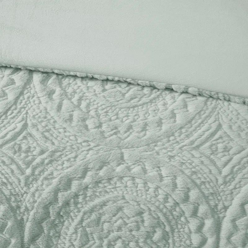 Arya Embroidered Medallion Faux Fur Ultra Plush Comforter Set