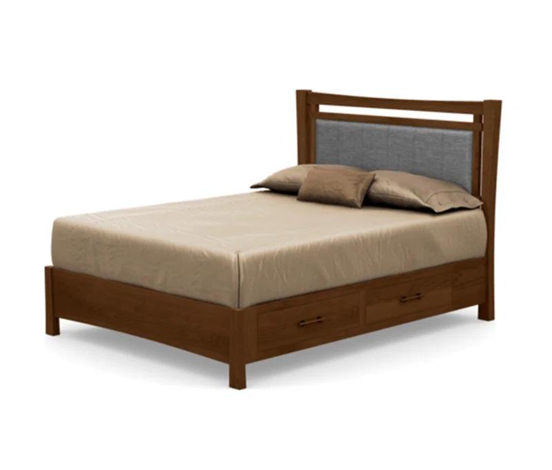 Sand Microfiber Upholstered Full Bed with Storage Drawers