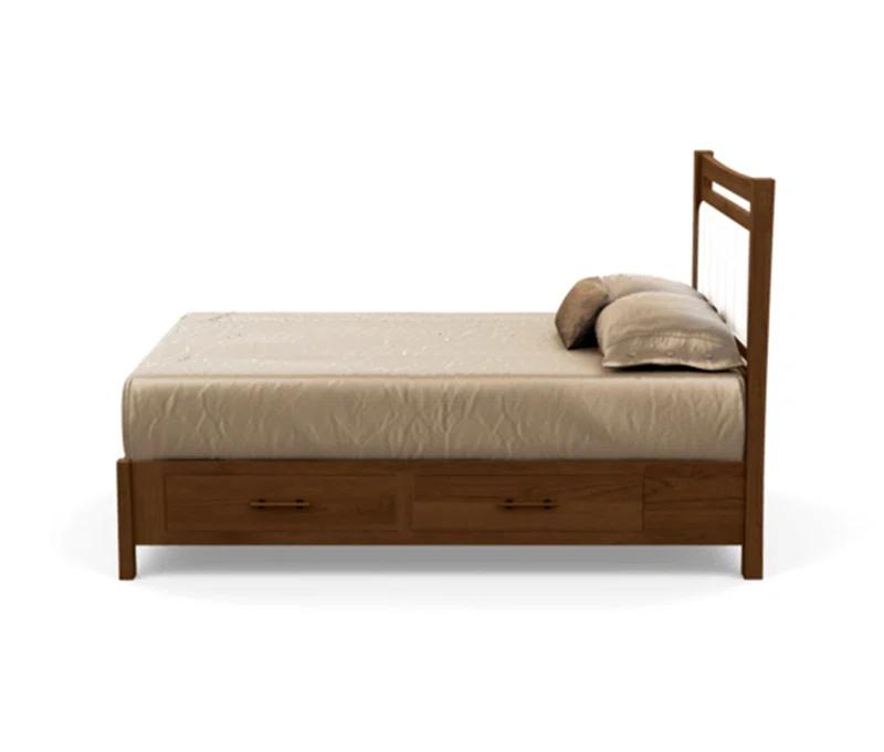 Sand Microfiber Upholstered Full Bed with Storage Drawers