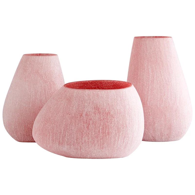 Charming Pink Ceramic Bouquet Vase 13.5" H Contemporary Decor