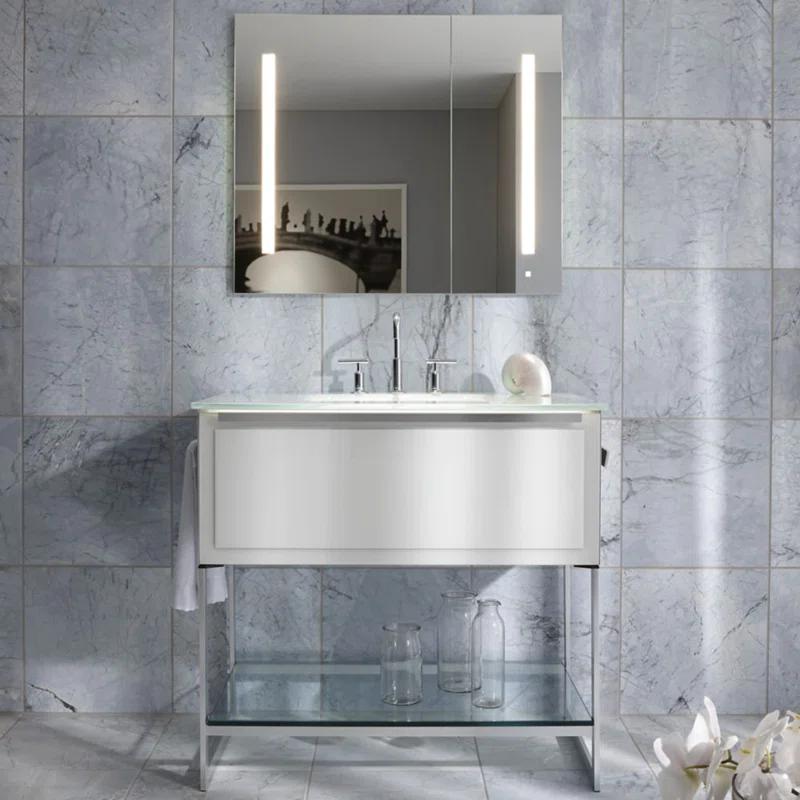 Modern 40'' Rectangular Frameless Medicine Cabinet with LED Lighting