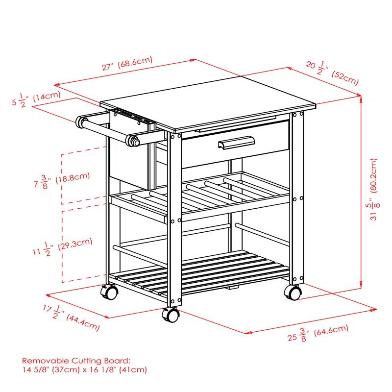 Millwood Pines Schulenburg Wood Kitchen Cart