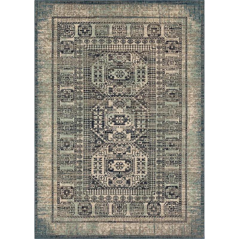 Estate Collection 2'x3' Blue and Grey Traditional Area Rug