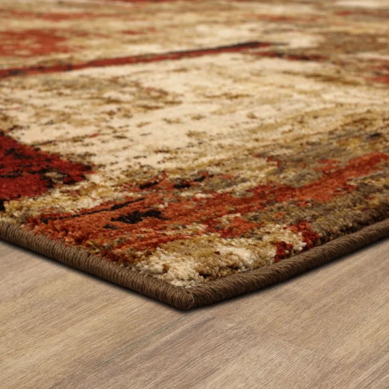 Treviso Gold Abstract 5'3" x 7'10" Stain-Resistant Wool Blend Rug