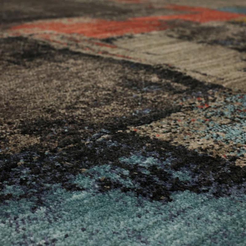 Karastan Karastan Brown/Blue/Black Modern Abstract Area Rug