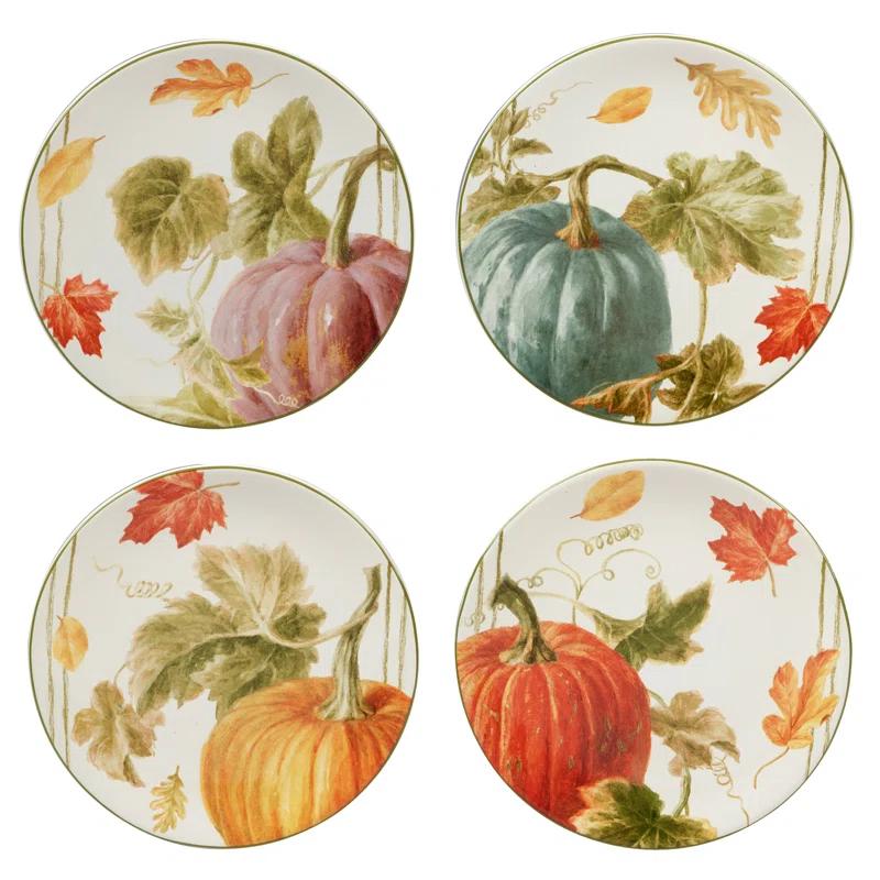 Certified International Autumn Harvest Set Of 4 Dessert Plate