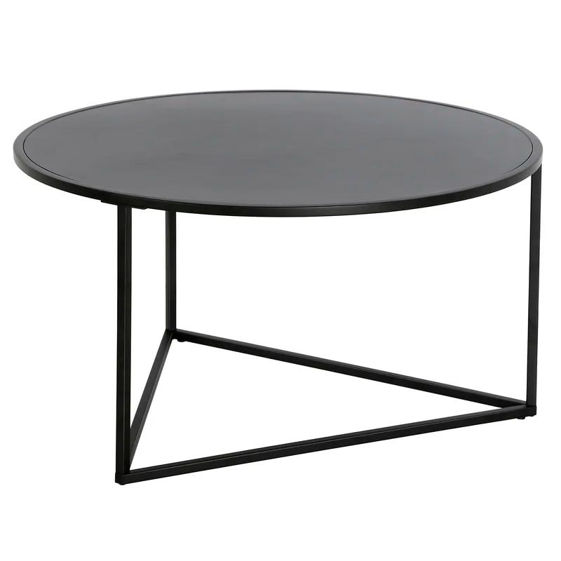 Scandinavian Minimalist Blackened Bronze Metal Round Coffee Table