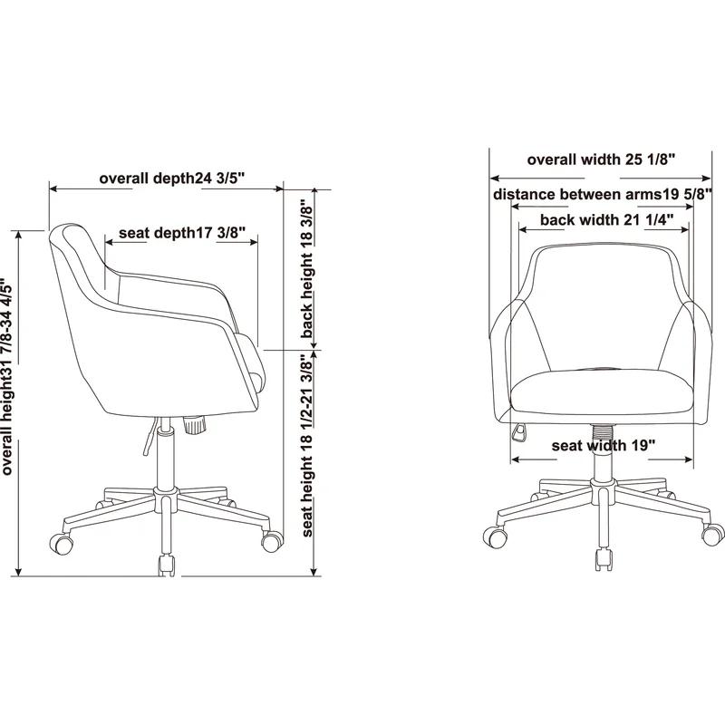 Mid-Century Modern Gray Fabric Swivel Task Chair