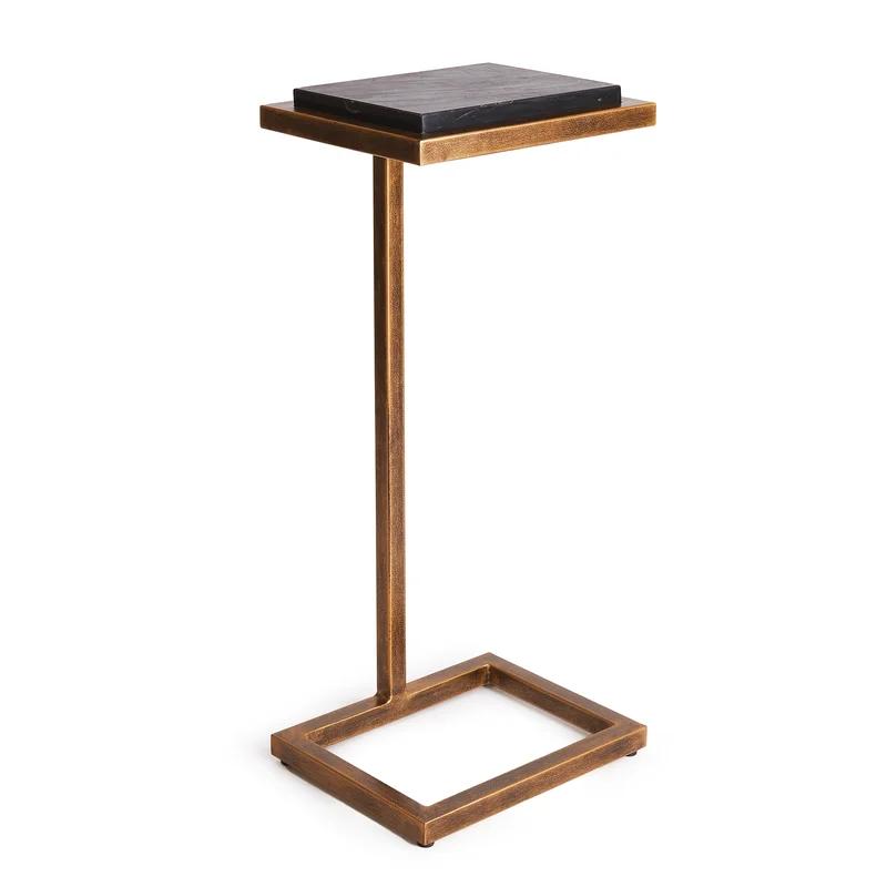 Richwood Black Stone Top 10"x23" Metal Frame Accent Table
