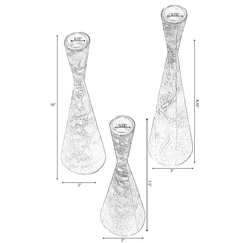 Ivy Bronx Marble Resin Candle Holders - 3 Set Taper Candlesticks for Home Decor, Gray