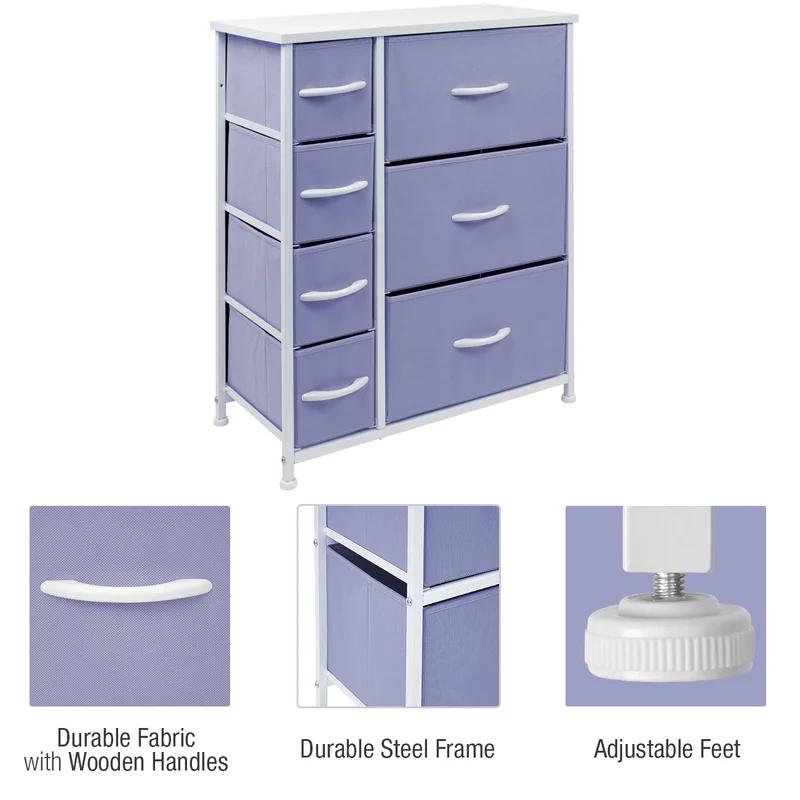 Lavender 7-Drawer Vertical Chest Dresser with Deep Drawers