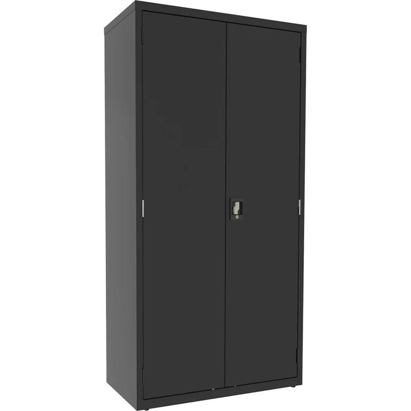 Lorell Adjustable 4-Shelf Black Steel Janitorial Office Cabinet