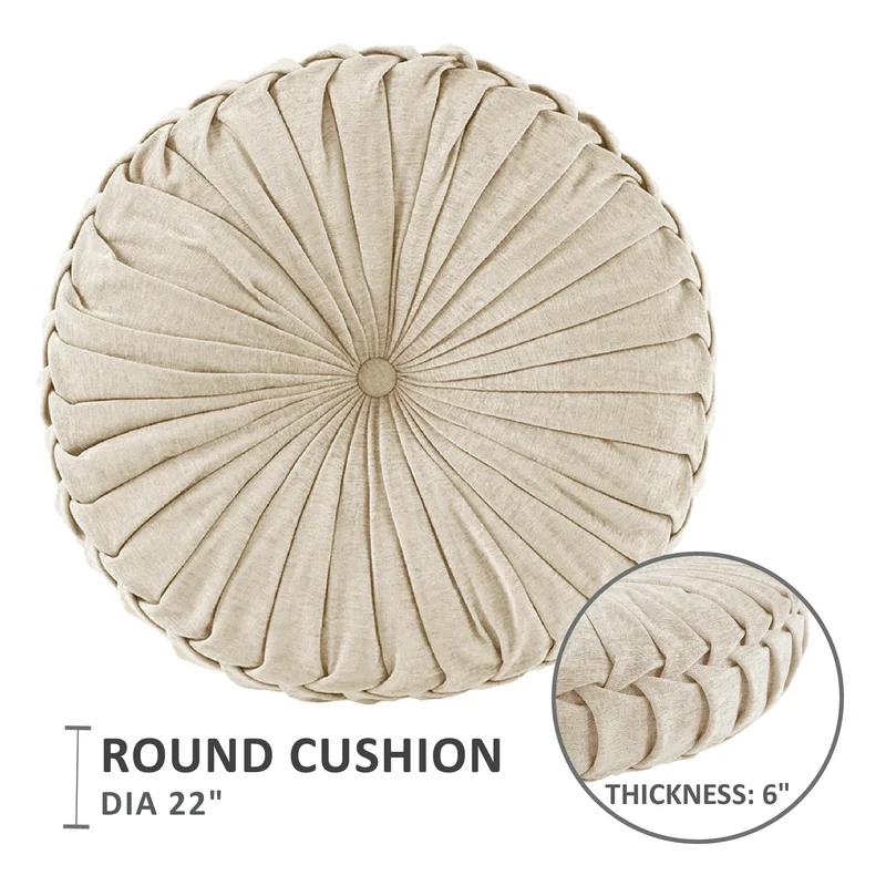 Blush Poly Chenille Round Floor Pillow Cushion