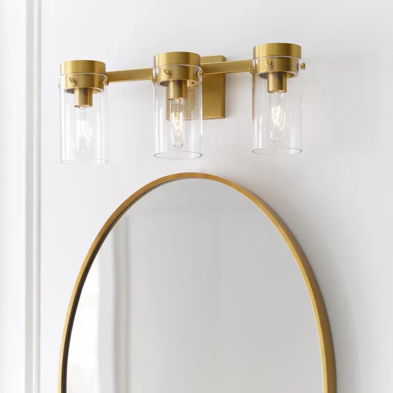 Garrett Burnished Brass 3-Light Industrial Vanity Light