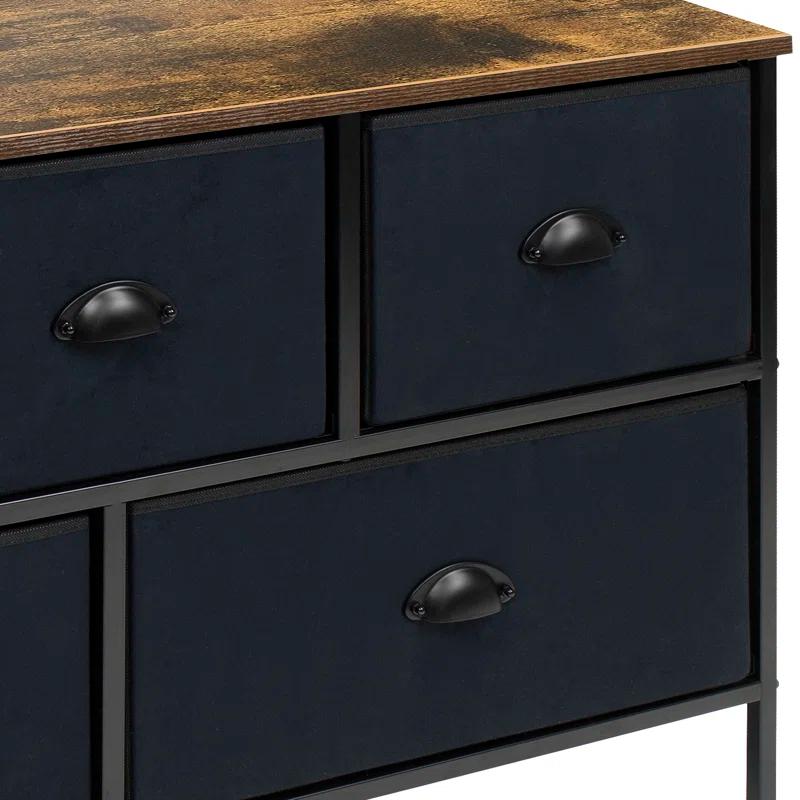 Sorbus Sorbus Dresser with 5 Drawers with Steel Frame, Wood Tops, and Fabric Bins in Black with Wood Top