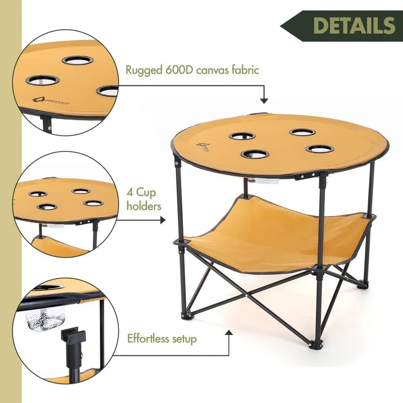 ARROWHEAD Outdoor Round Fabric Outdoor Folding Camping Table