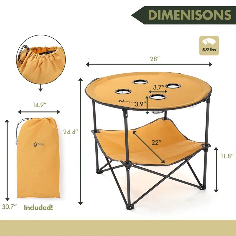 ARROWHEAD Outdoor Round Fabric Outdoor Folding Camping Table