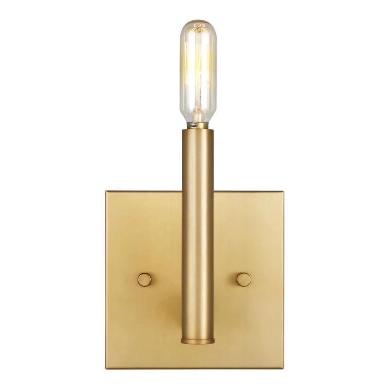 Sleek Satin Brass Outdoor Wall Sconce with Dimmable Light