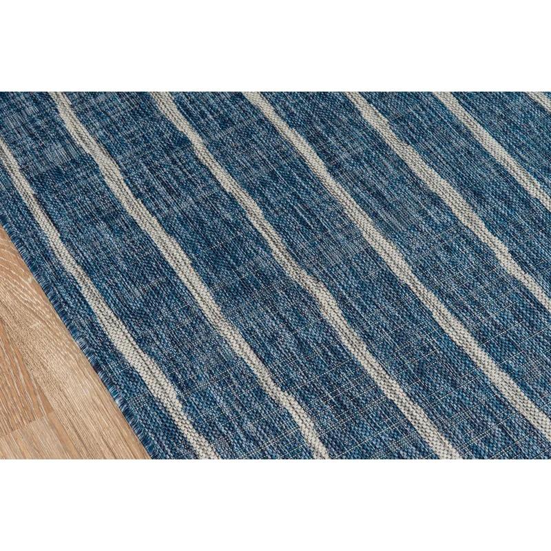 Braided Blue Stripe Synthetic Rectangular Rug 7'10" x 10'10"