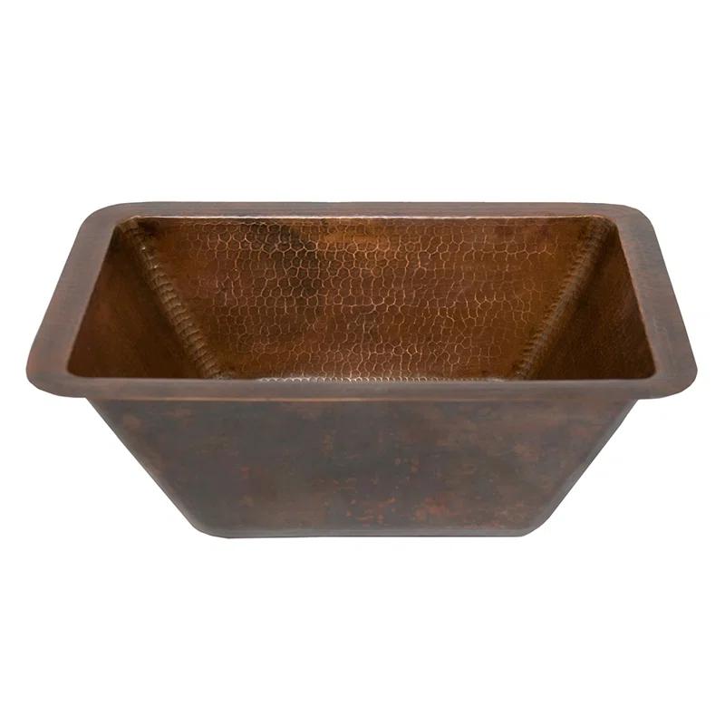 17" Rectangle Hammered Copper Bathroom Sink