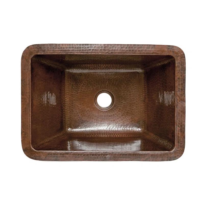 17" Rectangle Hammered Copper Bathroom Sink