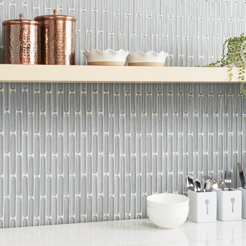 Reed 11.81 in. x 12.04 in. Polished Glass Wall Mosaic Tile (0.98 Sq. Ft. / Each)