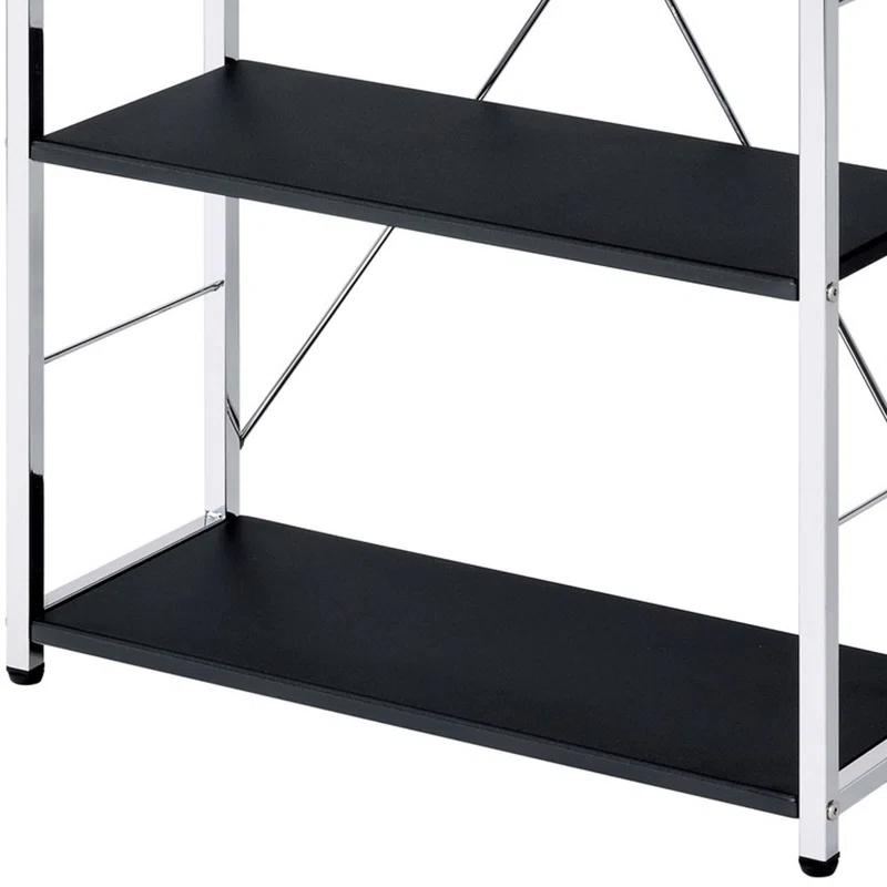 Serene White & Chrome Adjustable 4-Tier Bookshelf on Wheels